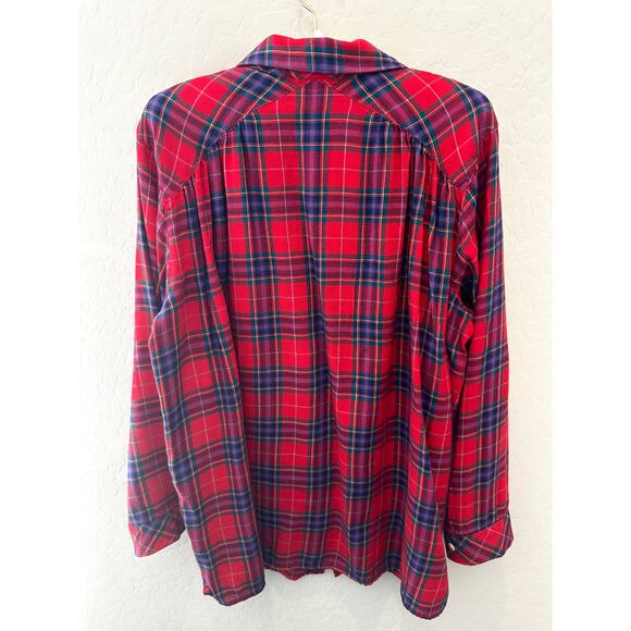 J. JILL | Petite Red Plaid Button Up Long Sleeve Shirt Top | XL - Picture 4 of 7